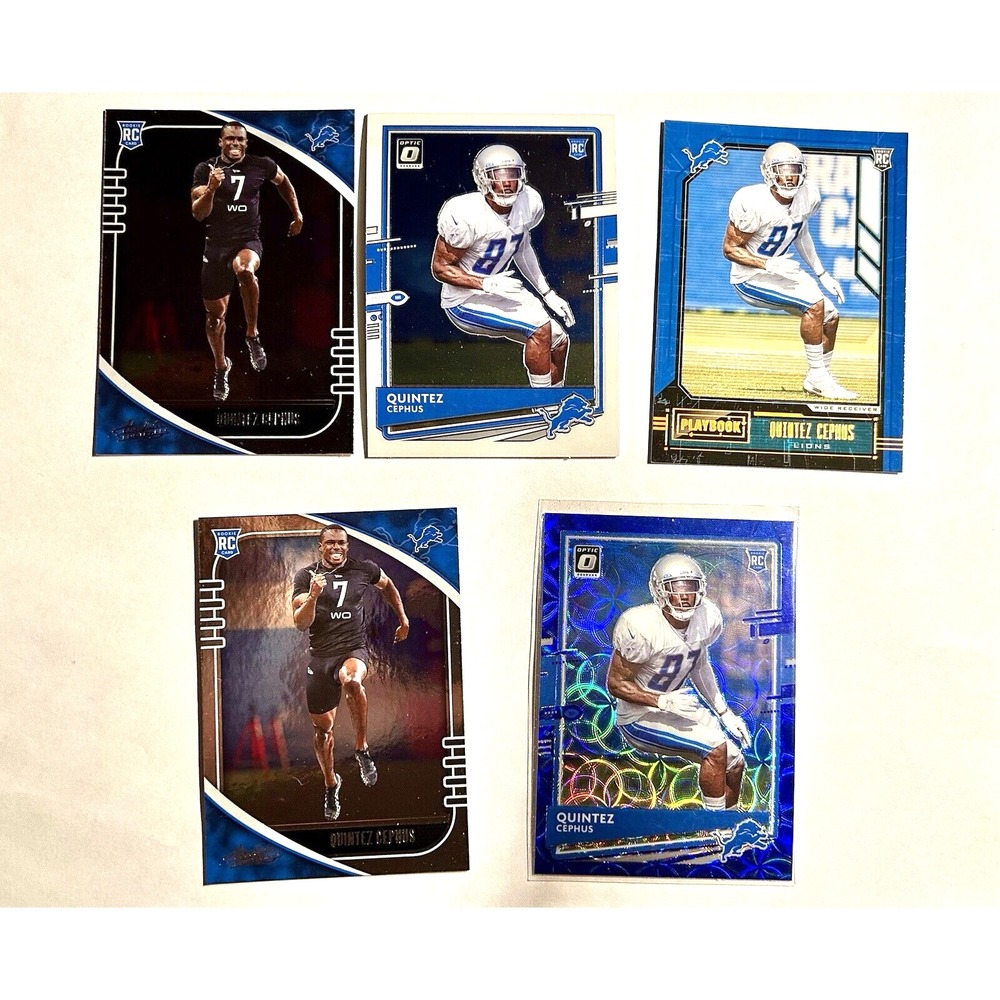 Lot of 5 Detroit Lions Quintez Cephus Football Trading Cards (X8)